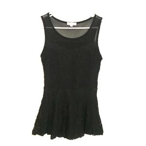 Black Lace Sweetheart neck Peplum Top